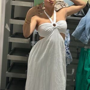 Elegant White Halter Dress